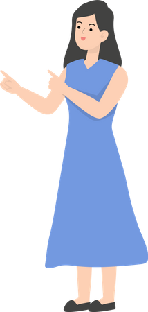 Woman Pointing Left  Illustration