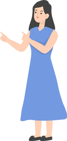 Woman Pointing Left  Illustration