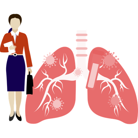 Woman pointing lungs infection  Illustration