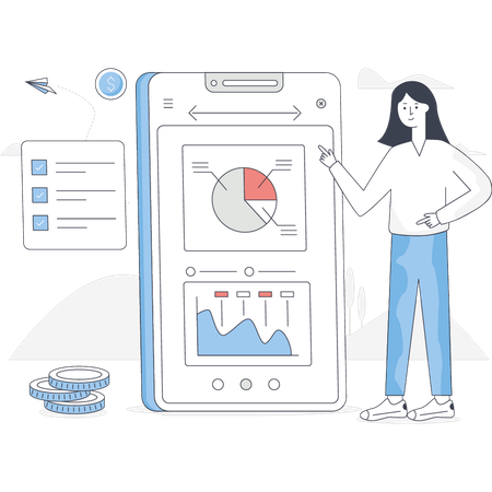 Woman pointing mobile SEO  Illustration