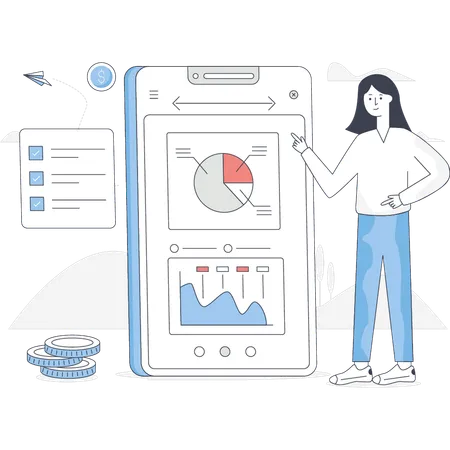 Woman pointing mobile SEO  Illustration