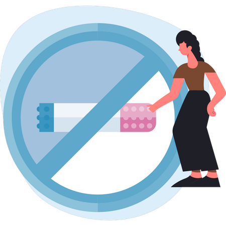 Woman pointing no smoking cigar  Illustration