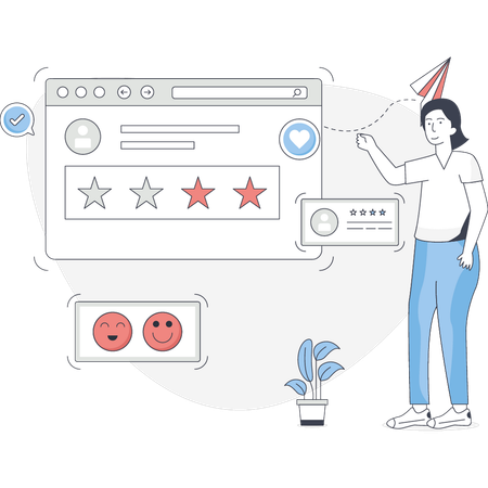 Woman pointing online payment rating  Illustration