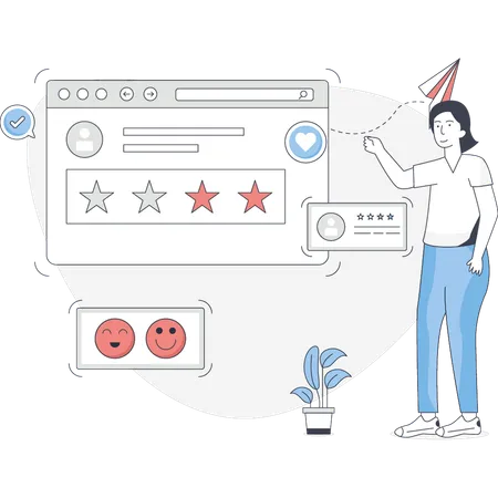 Woman pointing online payment rating  Illustration