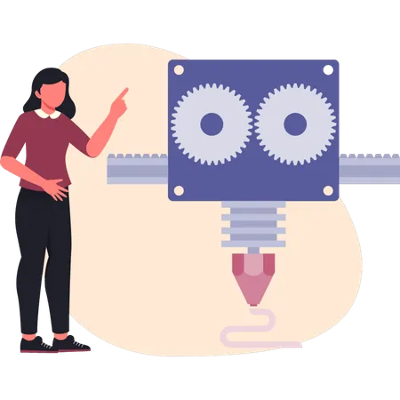 Woman pointing painting chart  Illustration