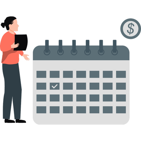 Woman pointing remind calendar  Illustration