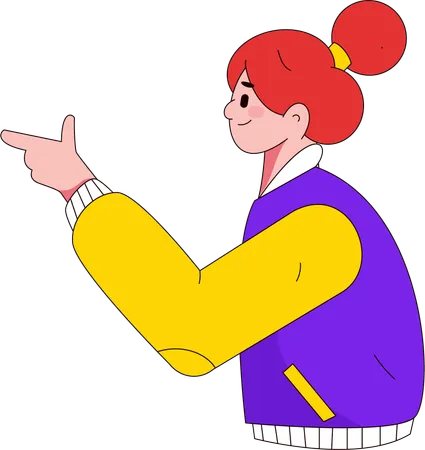 Woman pointing right side  Illustration