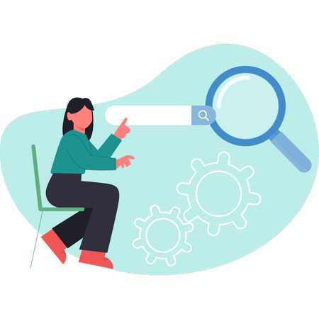 Woman pointing search bar  Illustration