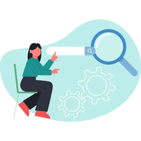 Woman pointing search bar  Illustration