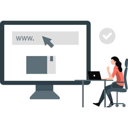 Woman pointing search bar  Illustration