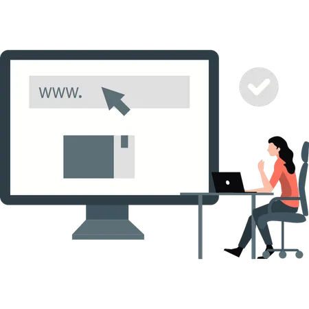 Woman pointing search bar  Illustration