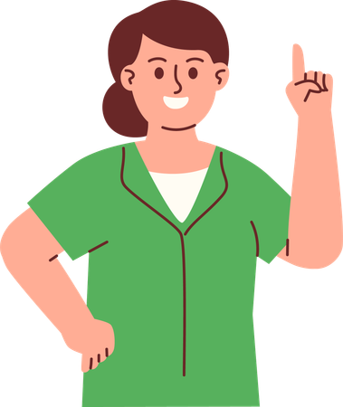 Woman Pointing Something  Illustration