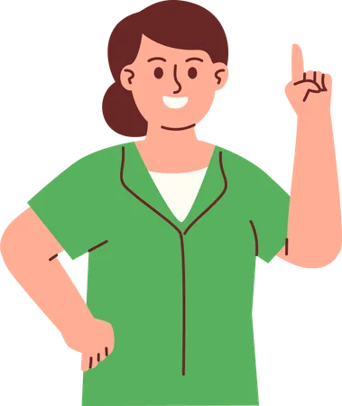 Woman Pointing Something  Illustration