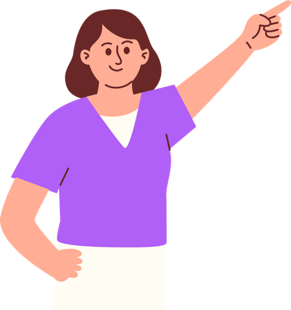 Woman Pointing Something  Illustration