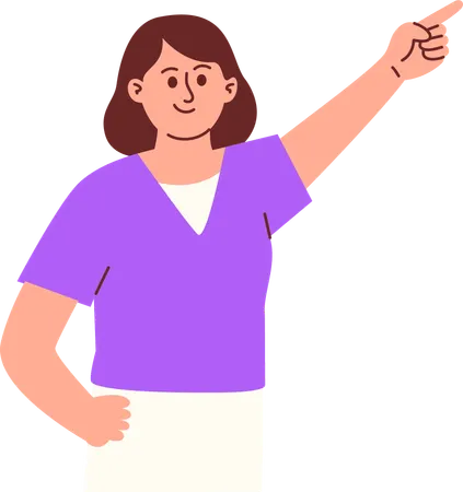 Woman Pointing Something  Illustration