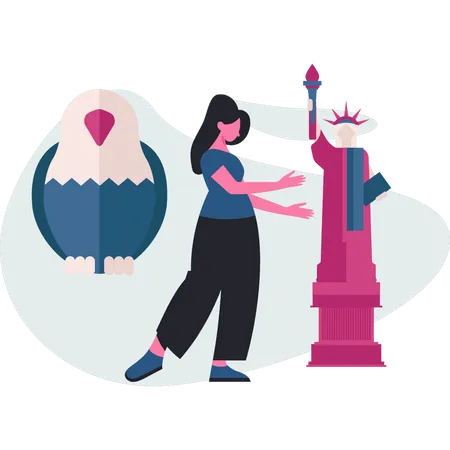 Woman  pointing statue  Illustration