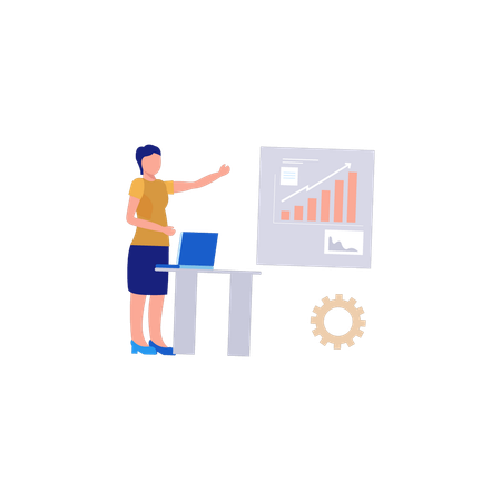 Woman pointing to business graph  Illustration