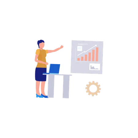 Woman pointing to business graph  Illustration