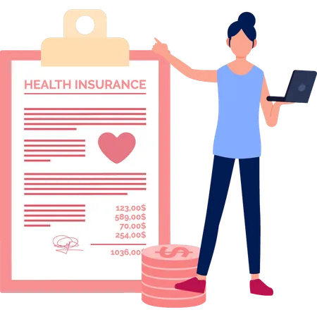 The Girl Is Pointing To The Health Insurance Illustration