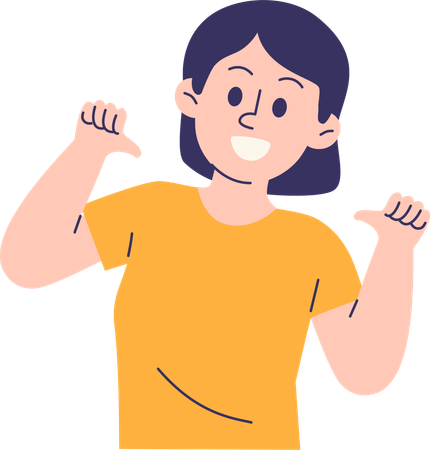 Woman Pointing To Herself  Illustration