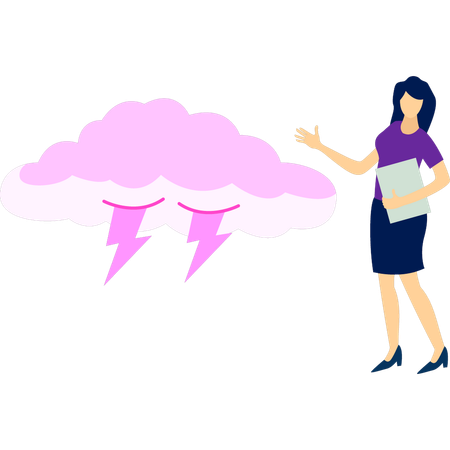 Woman pointing to power of cloud  Illustration