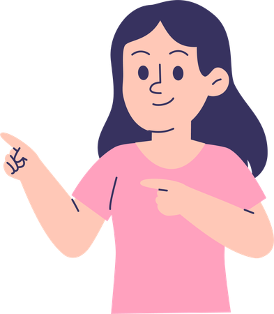 Woman Pointing to the Left  Illustration