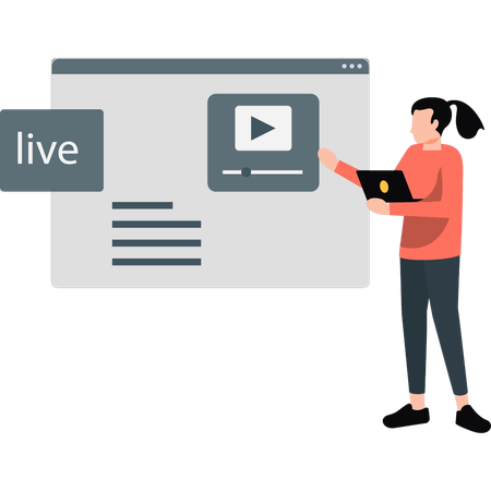 Woman pointing web video  Illustration