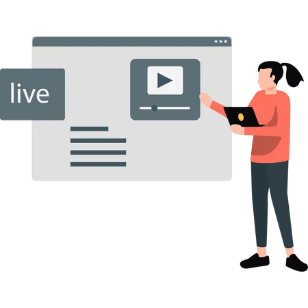 Woman pointing web video  Illustration