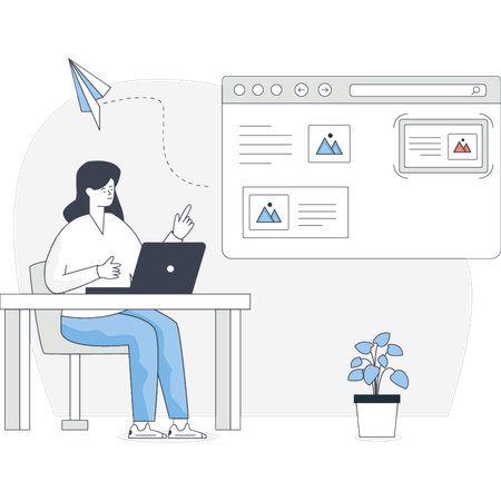 Woman Pointing Website  Illustration