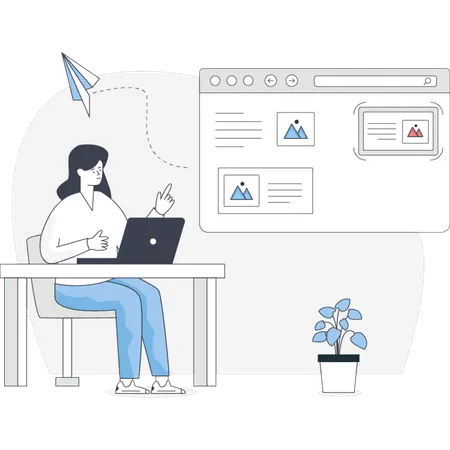 Woman Pointing Website  Illustration