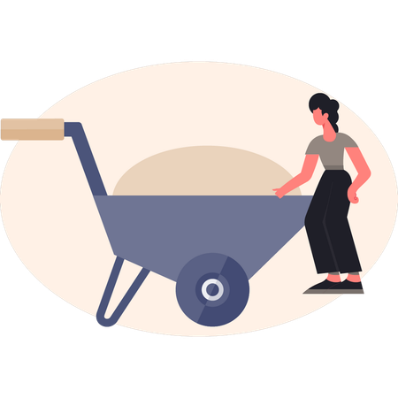 Woman  pointing wheelbarrow  Illustration