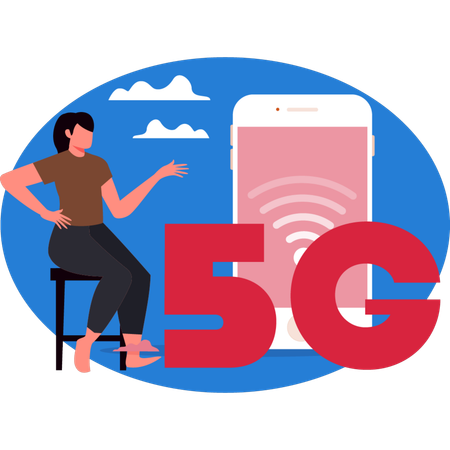 Woman pointing wireless technology  Illustration