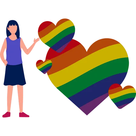 Woman pointing world pride day  Illustration