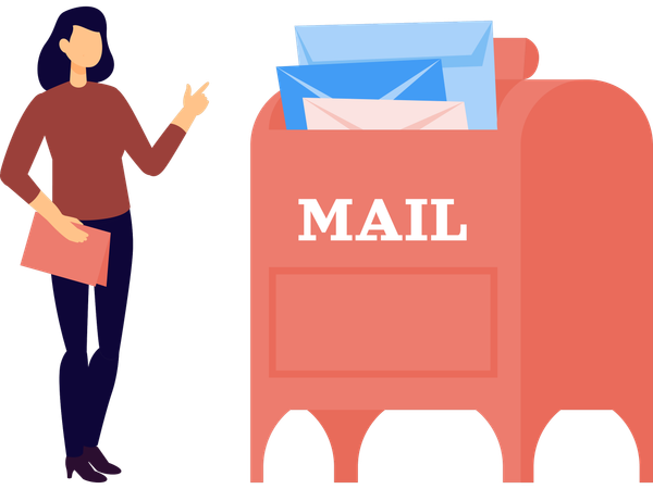 Woman Post letter in mailbox  Illustration