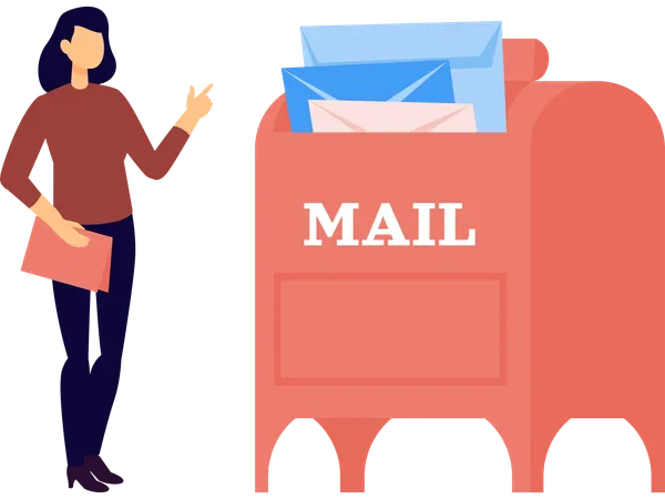 Woman Post letter in mailbox  Illustration