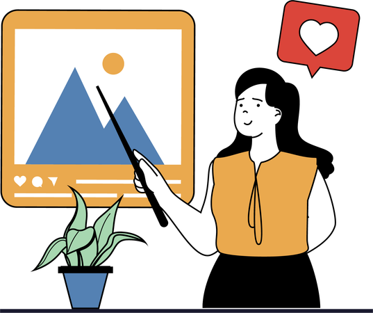 Woman Posting image on social media  Illustration