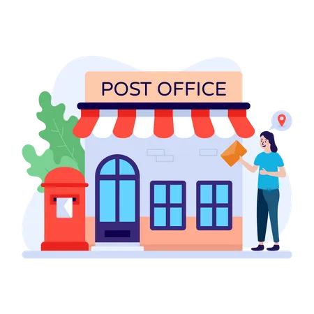 Illustration Of A Post Office Flat Vector Illustration