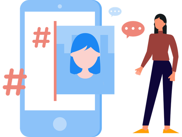 Woman posting photo on social media  Illustration