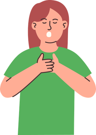 Woman Practice Deep Breathing  Illustration
