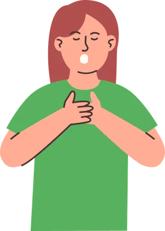 Woman Practice Deep Breathing  Illustration