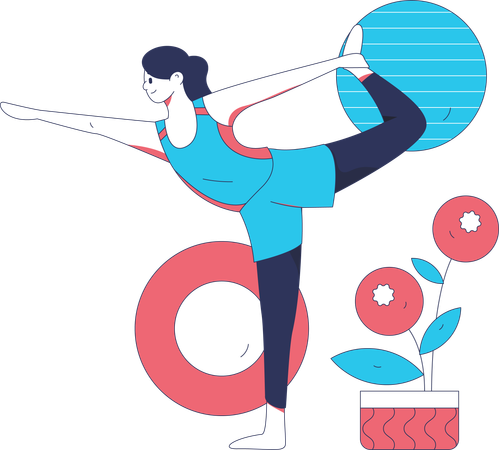Woman practice yoga in morning  Illustration