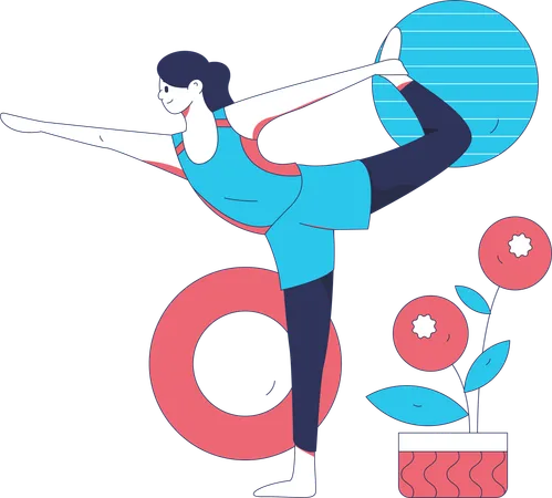 Woman practice yoga in morning  Illustration
