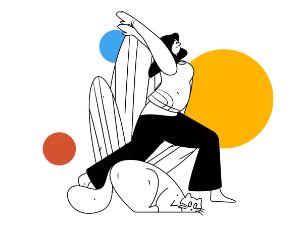 Woman practices different yoga poses  イラスト