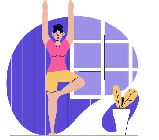 Woman practices yoga exercises daily  Illustration