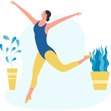 Woman Practicing Ballet  Illustration