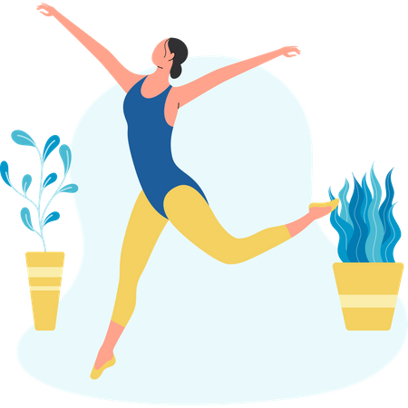 Woman Practicing Ballet  Illustration