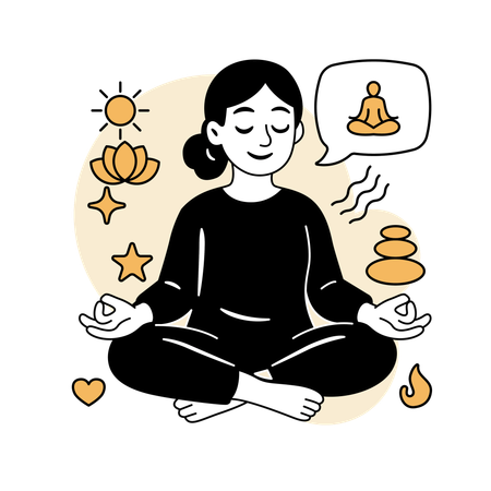Woman Practicing Mindfulness Meditation  Illustration