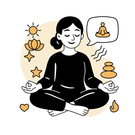 Woman Practicing Mindfulness Meditation  Illustration