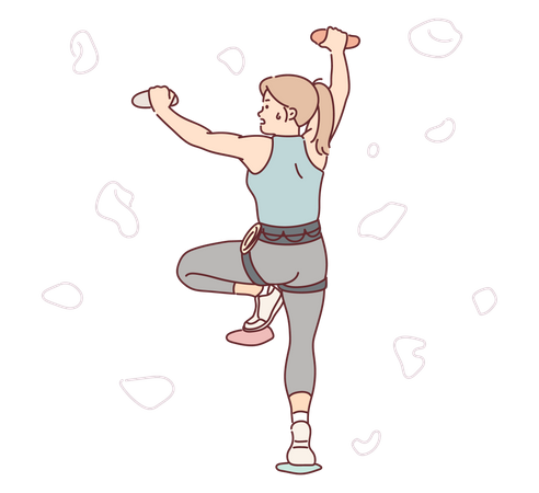 Woman practicing rock climbing  일러스트레이션