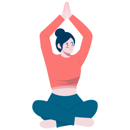 Woman Practicing Yoga  Illustration
